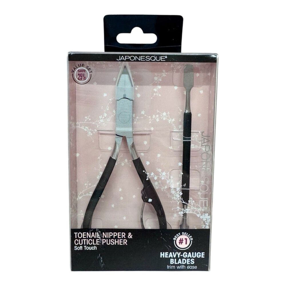 (A7) Japonesque Soft Touch Toenail Nipper & Dual-Ended Cuticle Pusher Set NIB